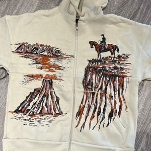 Spirit Jersey Unisex Painted Western Road to Nowhere Hoodie Pockets Size Med